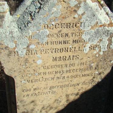 MARAIS Maria Petronella Sophia nee DU TOIT 1826-1887
