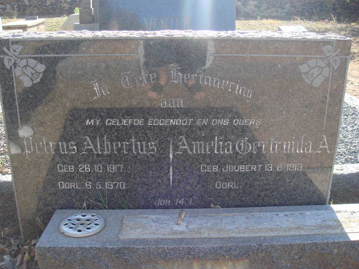 VENTER Petrus Albertus 1917-1970 &amp; Amelia Gertruida A. JOUBERT 1918-