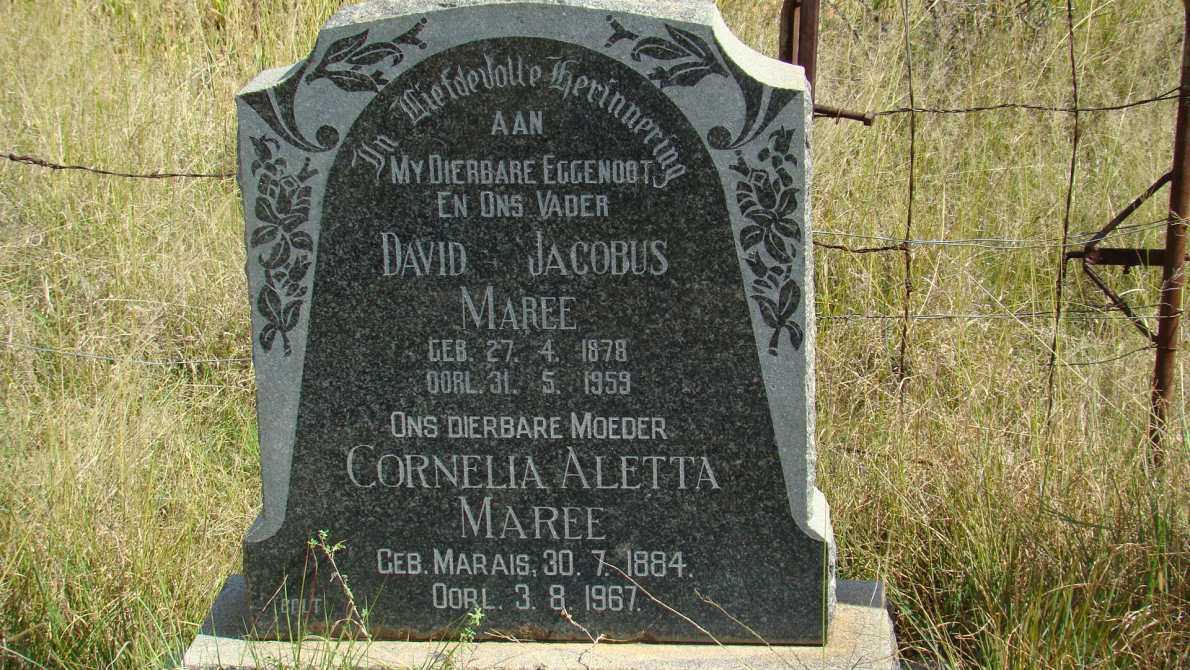 MAREE David Jacobus 1878-1959 &amp; Cornelia Aletta MARAIS 1884-1967