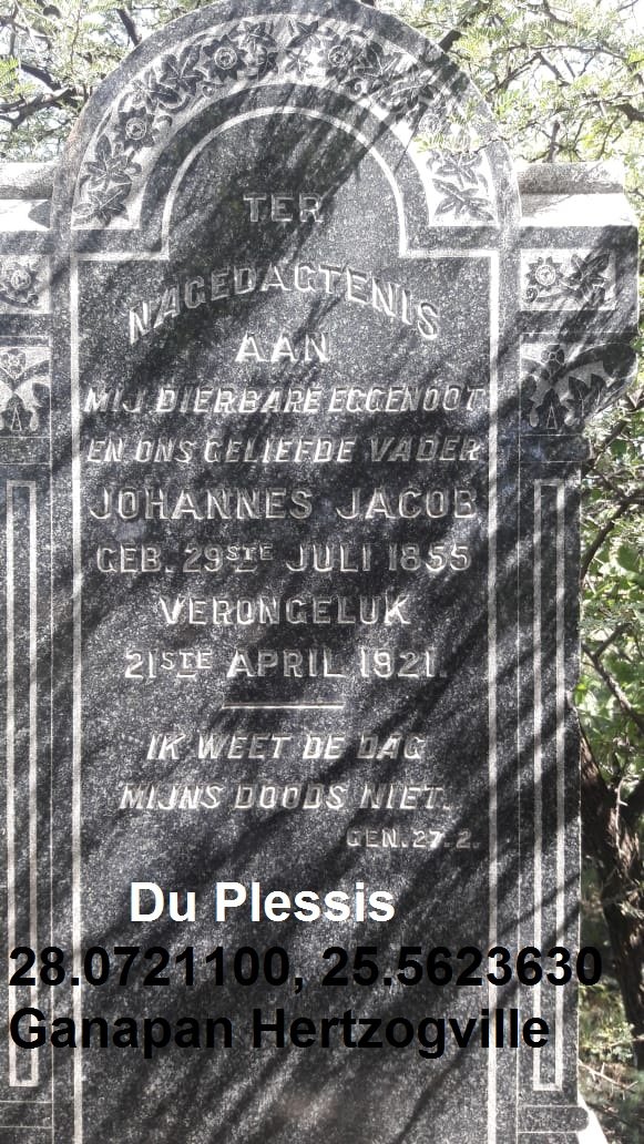 PLESSIS Johannes Jacob, du 1855-1921
