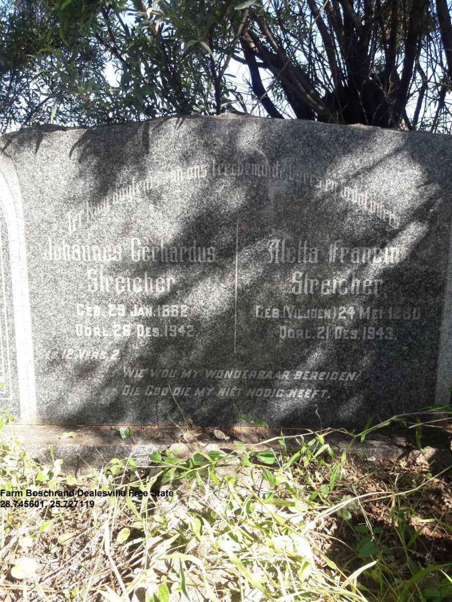 STREICHER Johannes Gerhardus 1862-1942 &amp; Aletta Francina VILJOEN 1860-1943