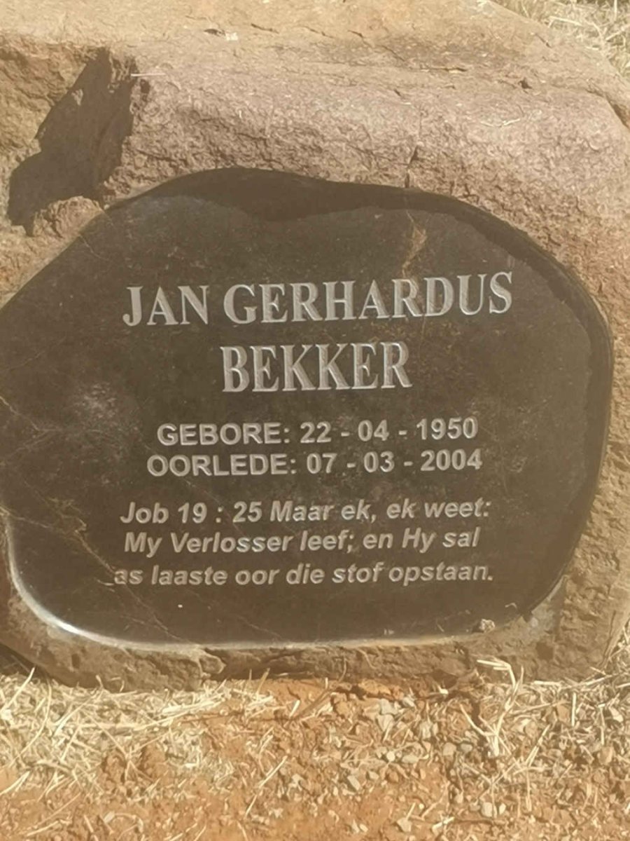 BEKKER Jan Gerhardus 1950-2004