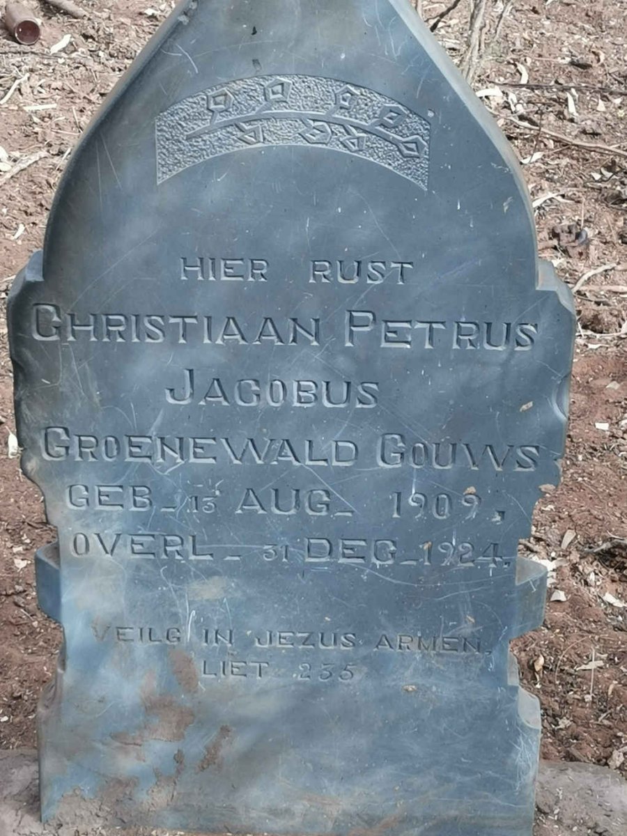 GOUWS Christiaan Petrus Jacobus Groenewald 1909-1924
