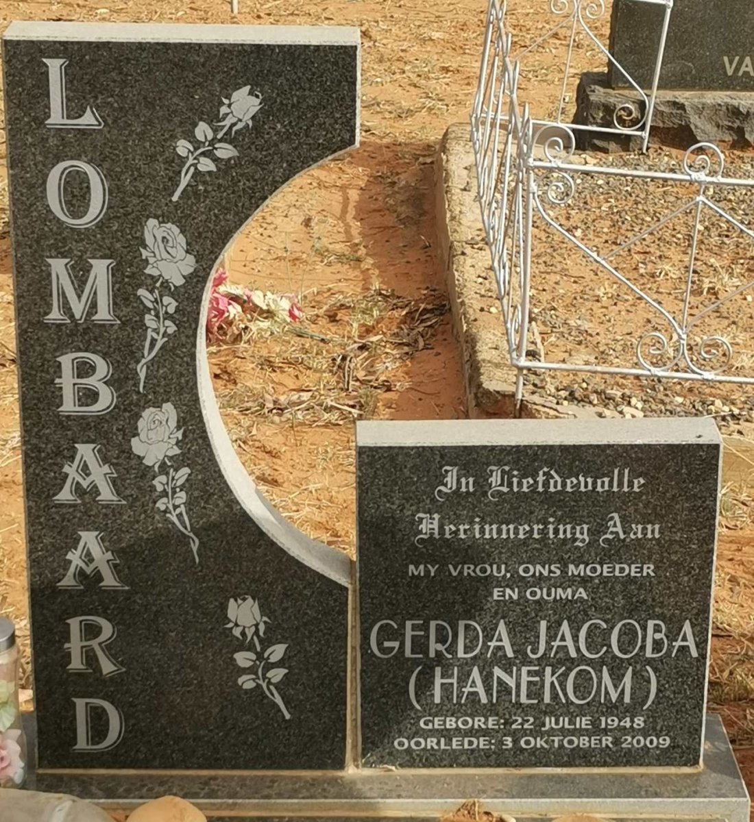 LOMBAARD Gerda Jacoba nee HANEKOM 1948-2009