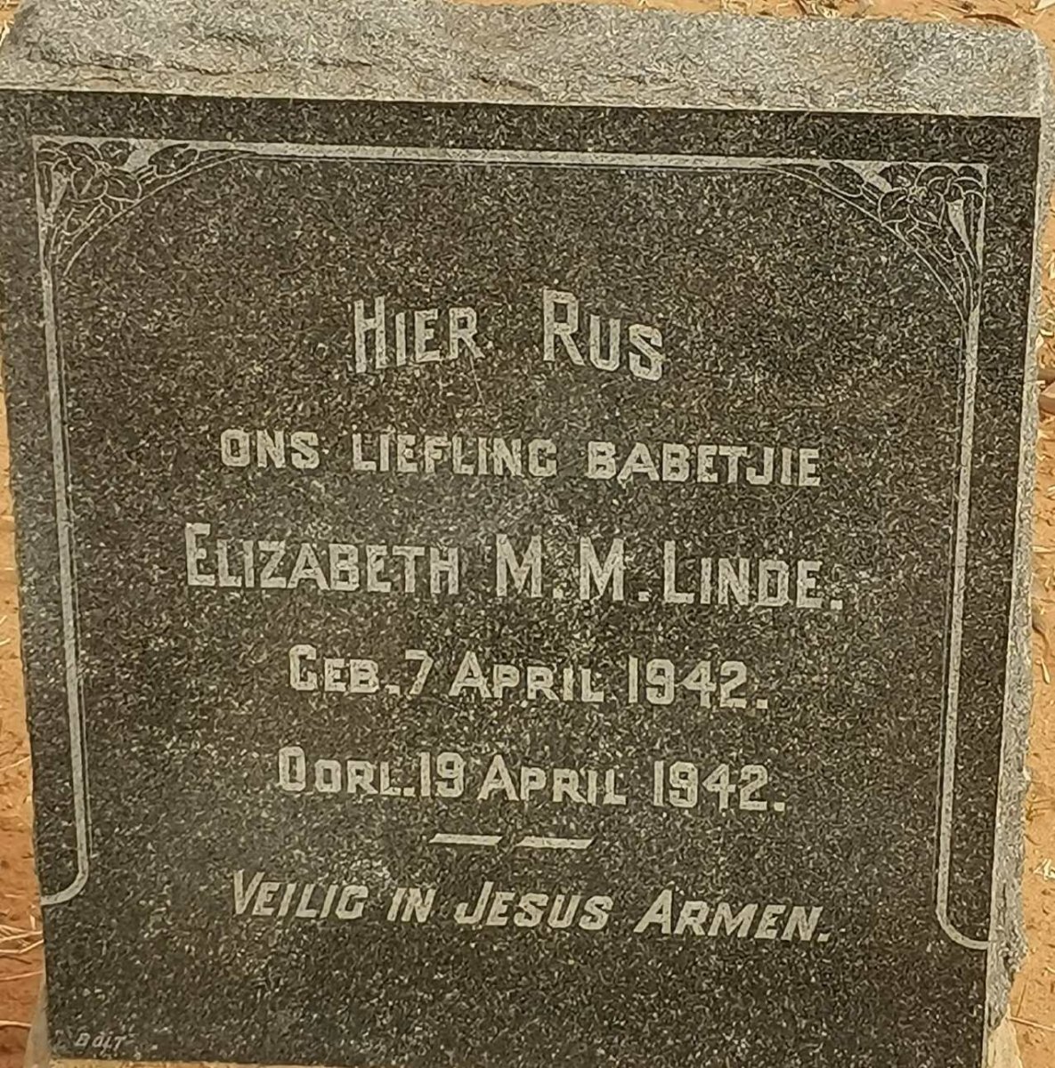 LINDE Elizabeth M.M. 1942-1942
