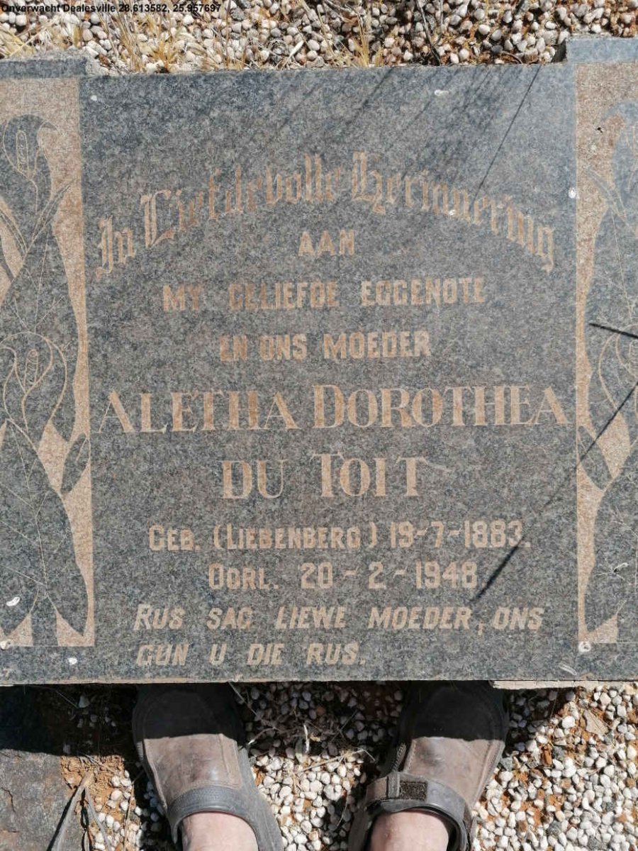TOIT Aletha Dorothea, du nee LIEBENBERG 1883-1948