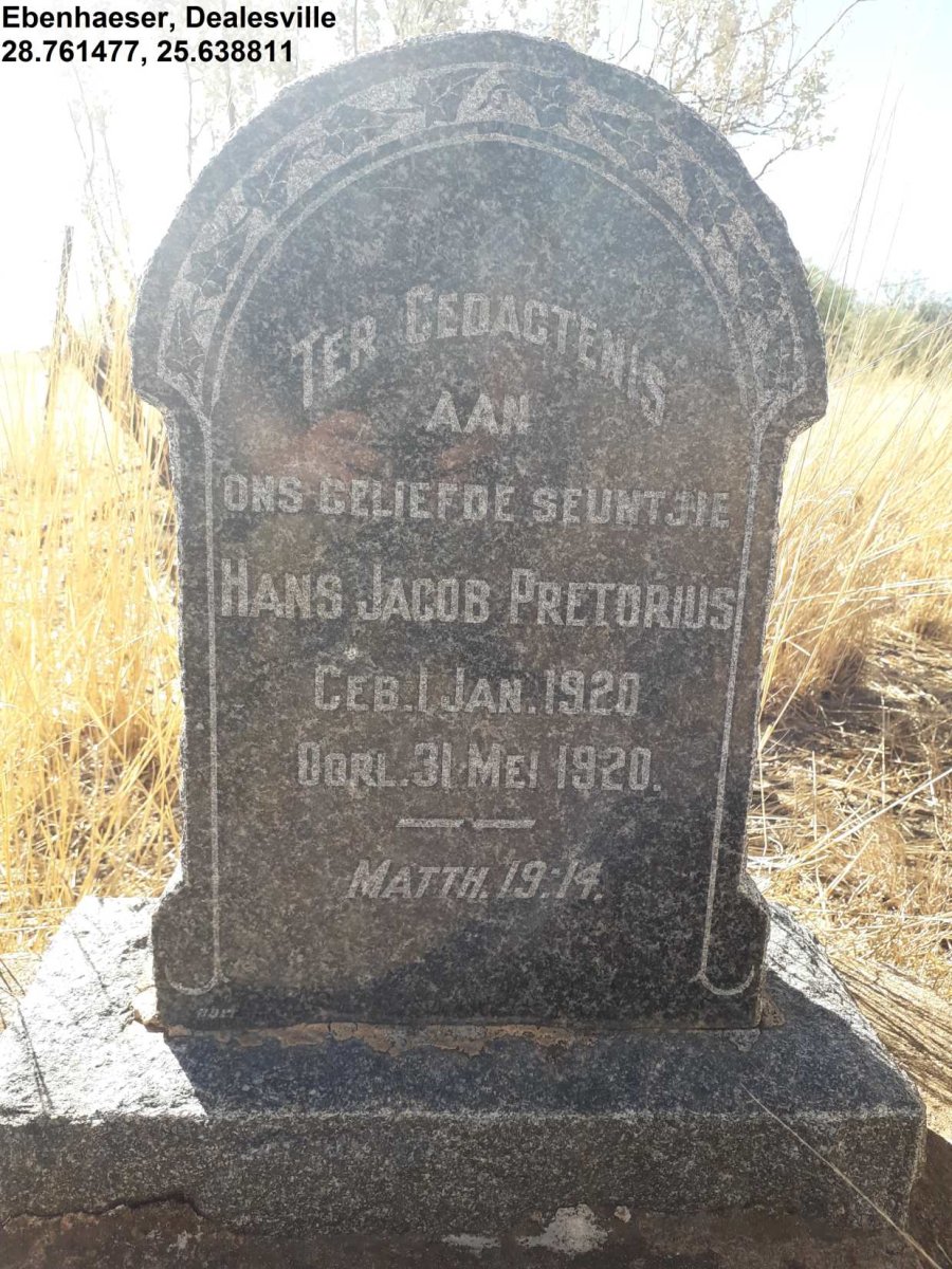 PRETORIUS Hans Jacob 1920-1920