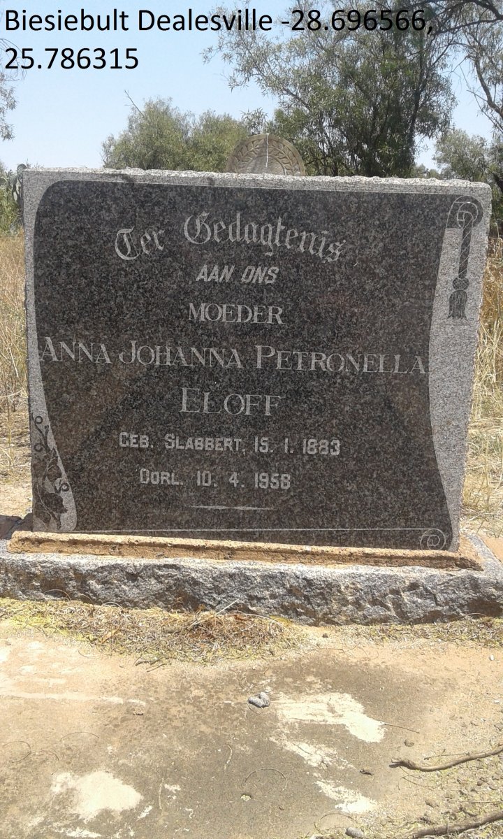 ELOFF Anna Johanna Petronella nee SLABBERT 1883-1958