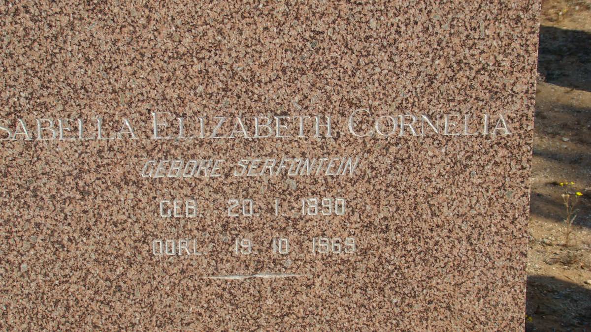 JACOBS Isabella Elizabeth Cornelia nee SERFONTEIN 1890-1969