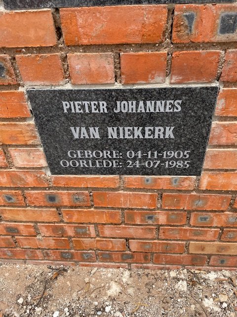NIEKERK Pieter Johannes, van 1905-1985