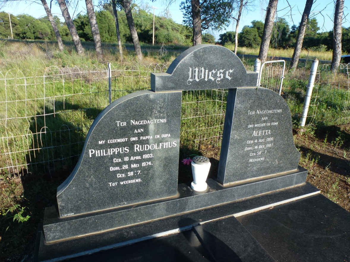 WIESE Philippus Rudolfhus 1903-1974 &amp; Aletta 1906-1987