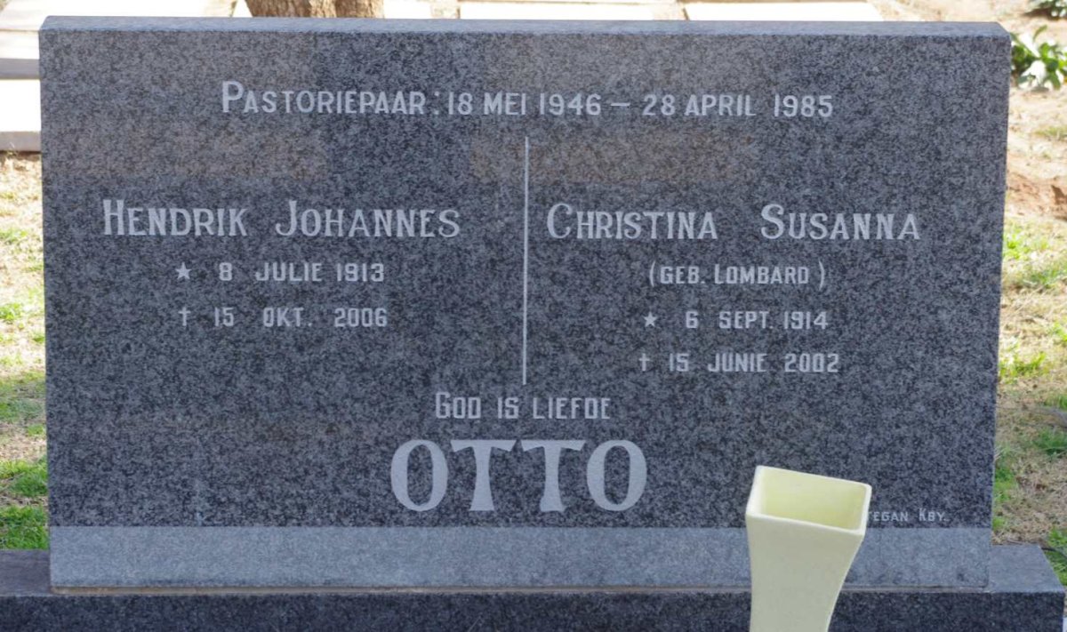 OTTO Hendrik Johannes 1913-2006 &amp; Christina Susanna LOMBARD 1914-2002