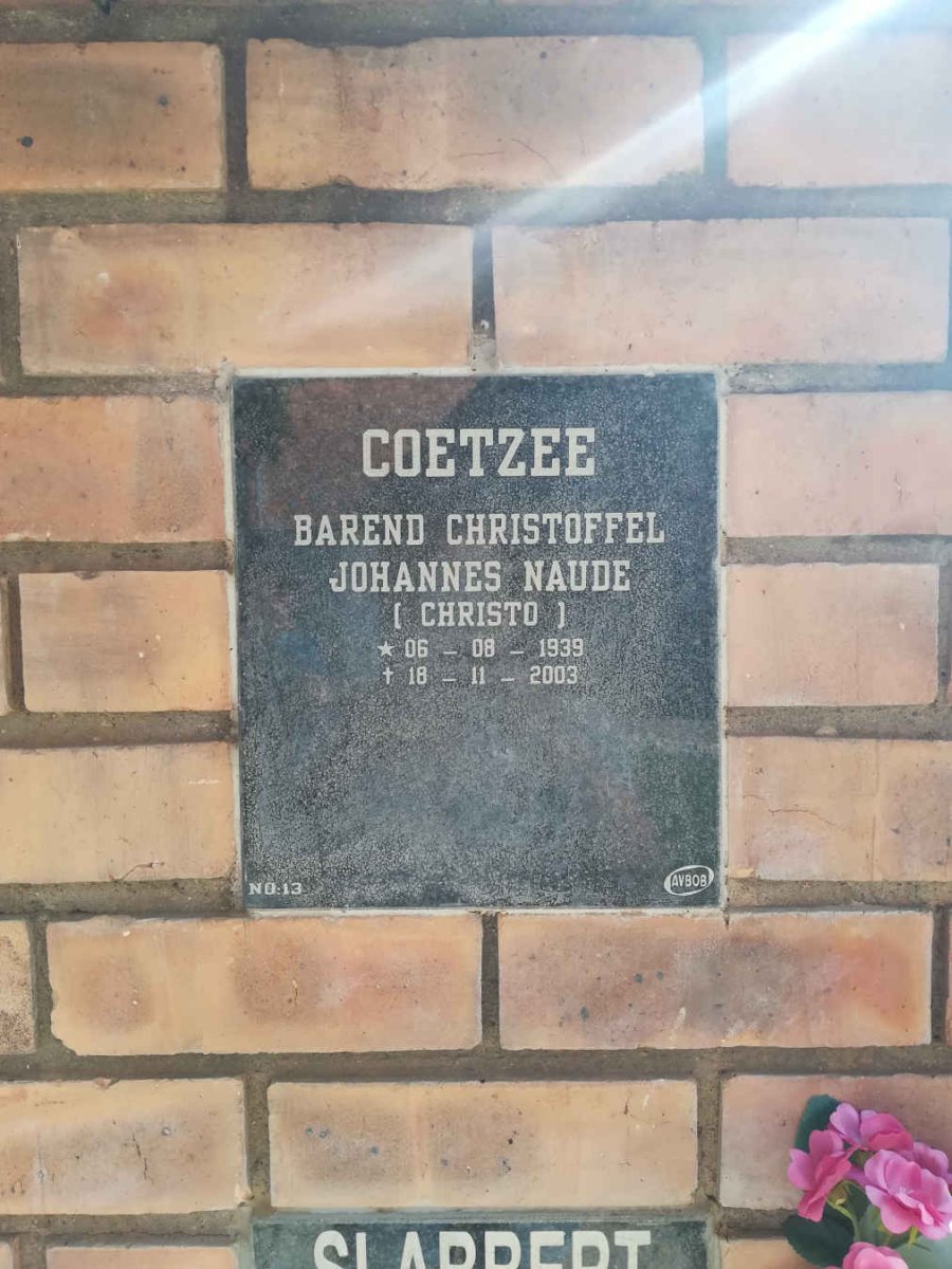 COETZEE Barend Christoffel Johannes Naude 1939-2003