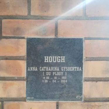 HOUGH Anna Catharina Gysbertha nee DU PLOOY 1912-2004