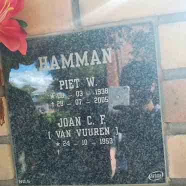 HAMMAN Piet W. 1938-2005 &amp; Joan C.F. VAN VUUREN 1953-