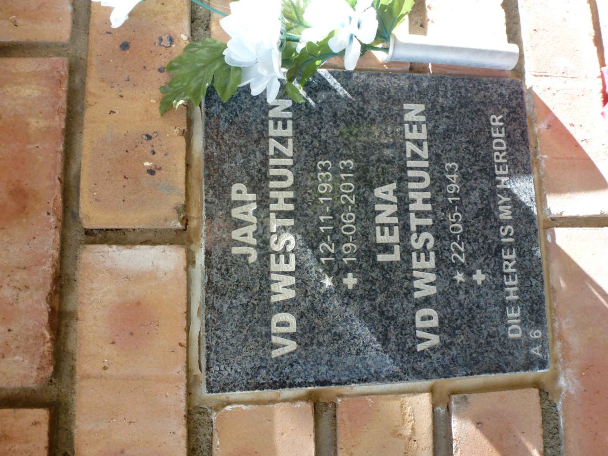 WESTHUIZEN Jaap, van der 1933-2013 &amp; Lena 1943-