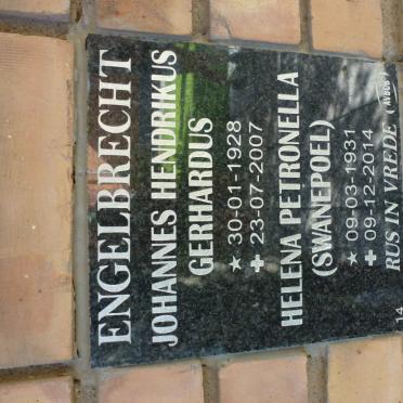 ENGELBRECHT Johannes Hendrikus Gerhardus 1928-2007 &amp; Helena Petronella SWANEPOEL 1931-2014