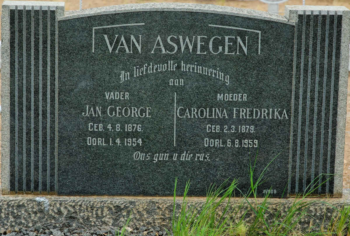 ASWEGEN Jan George, van 1876-1954 &amp; Carolina Fredrika 1879-1959
