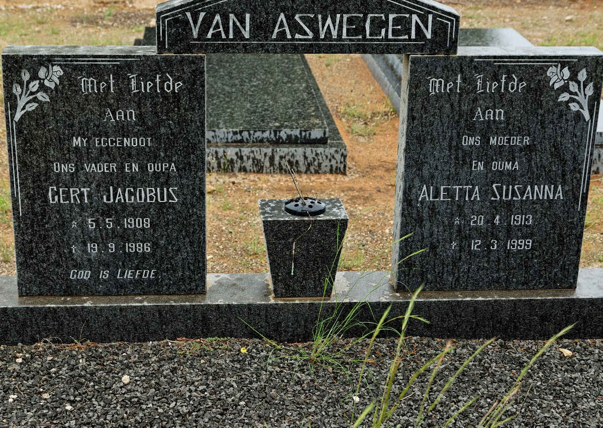 ASWEGEN Gert Jacobus, van 1908-1986 &amp; Aletta Susanna 1913-1999
