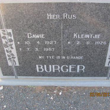 BURGER Gawie 1927-1987 &amp; Kleintjie 1926-