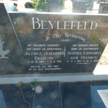 BEYLEFELD Jacobus Johannes Francois 1906-1970 &amp; Martha Catharina ERASMUS 1915-2003