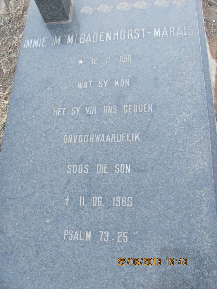 BADENHORST M.M. nee MARAIS 1918-1986