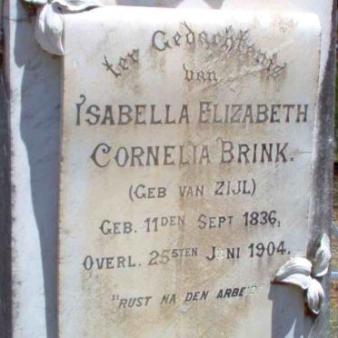 BRINK Isabella Elizabeth Cornelia nee VAN ZYL 1836-1904