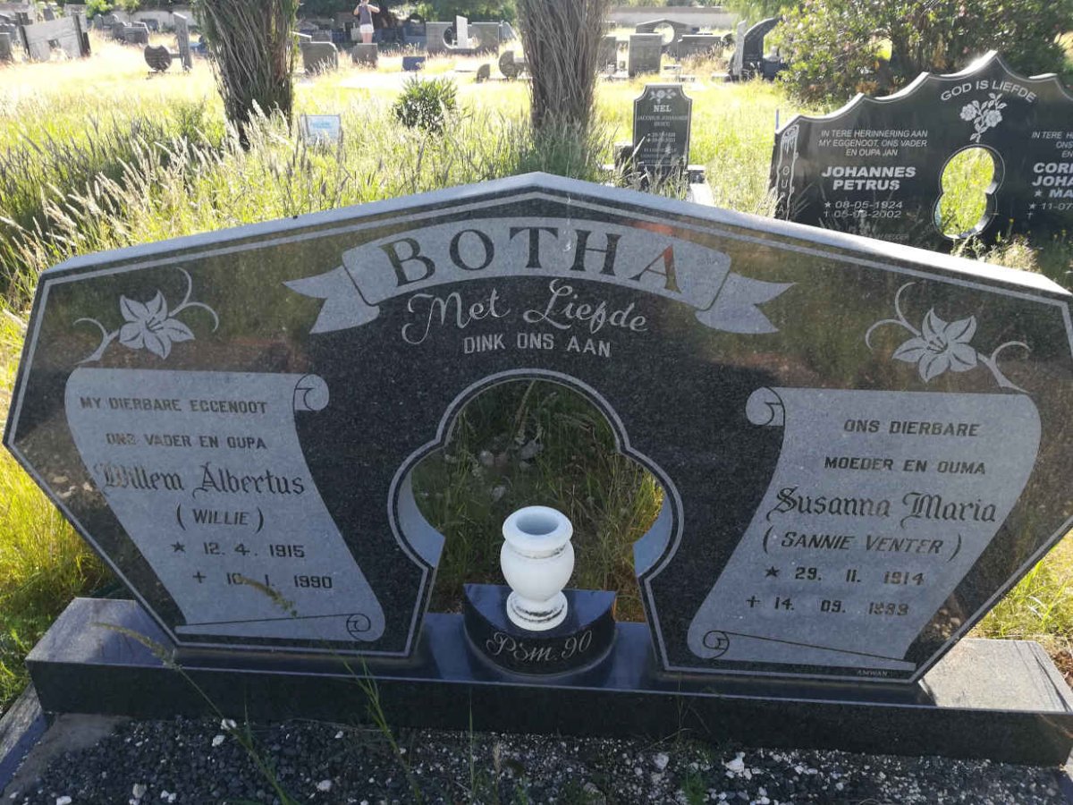 BOTHA Willem Albertus 1915-1990 &amp; Susanna Maria VENTER 1914-1999