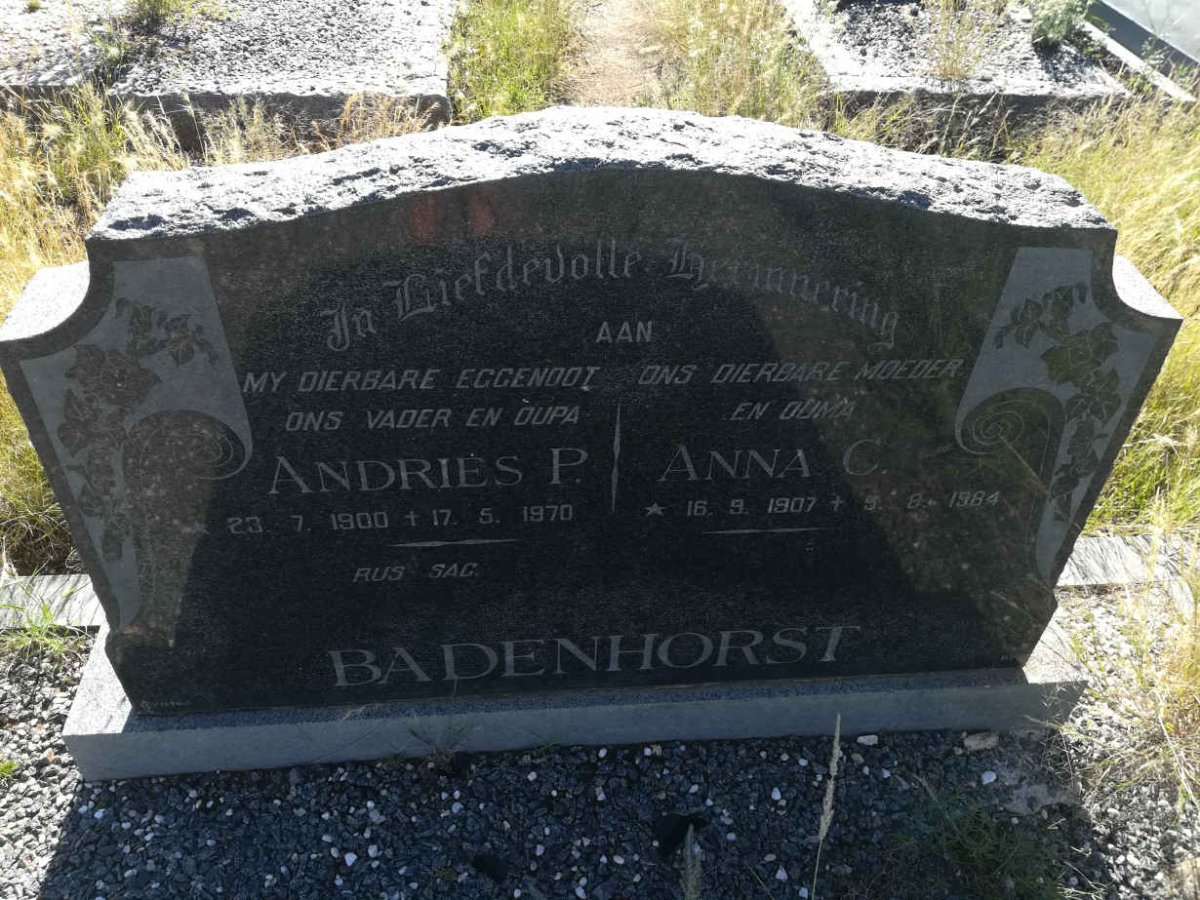 BADENHORST Andries P. 1900-1970 &amp; Anna C. 1907-1984