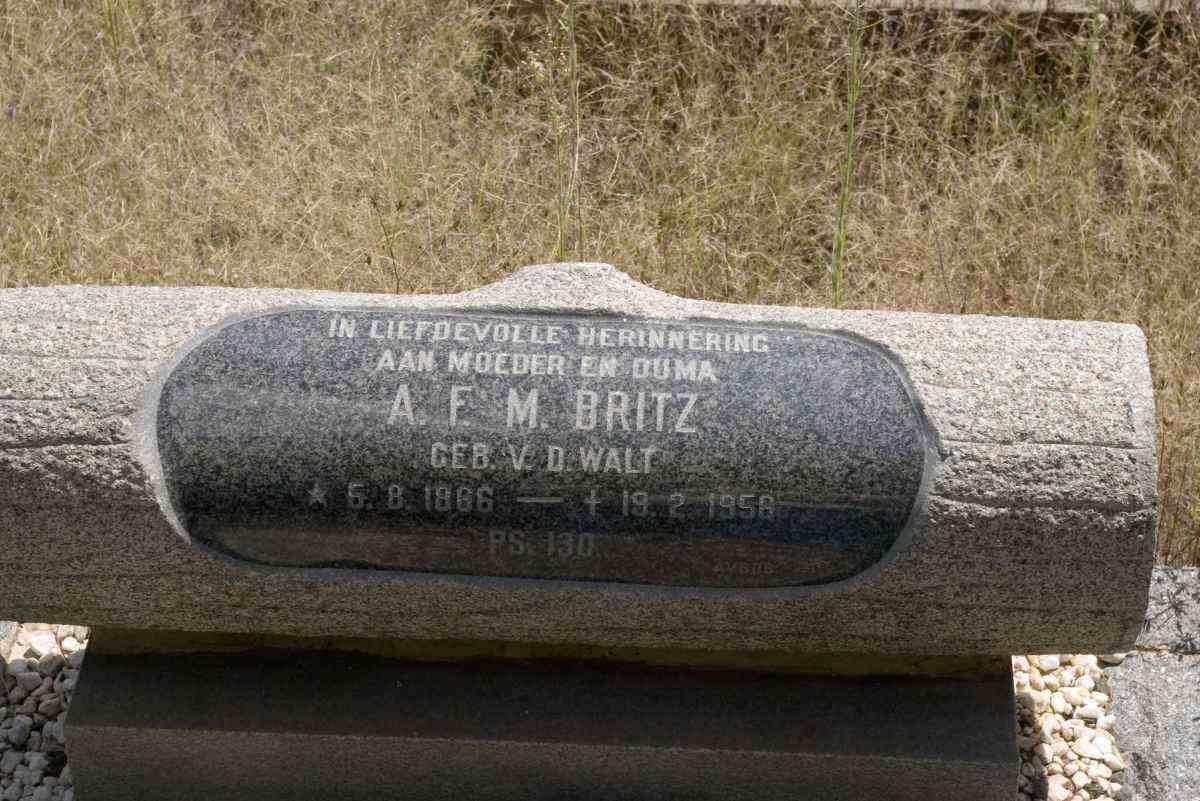 BRITZ A.F.M. nee VAN DER WALT 1866-1956