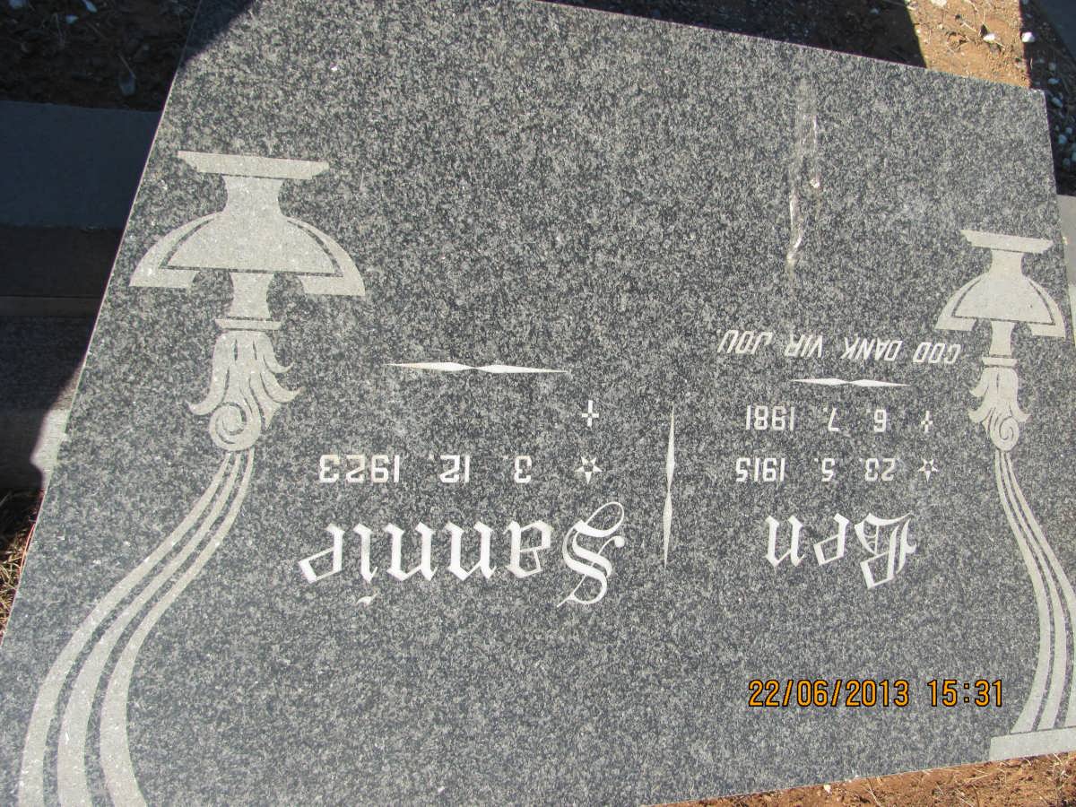 BERG Ben, van der 1915-1981 &amp; Sannie 1923-