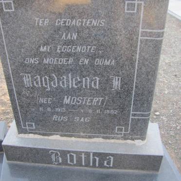 BOTHA Christoffel C.V. 1912-1985 &amp; Magdalena M. MOSTERT 1913-1982