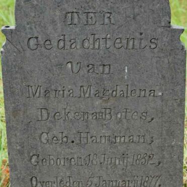 BOTES Maria Magdalena Dekenah nee HAMMAN 1832-1877