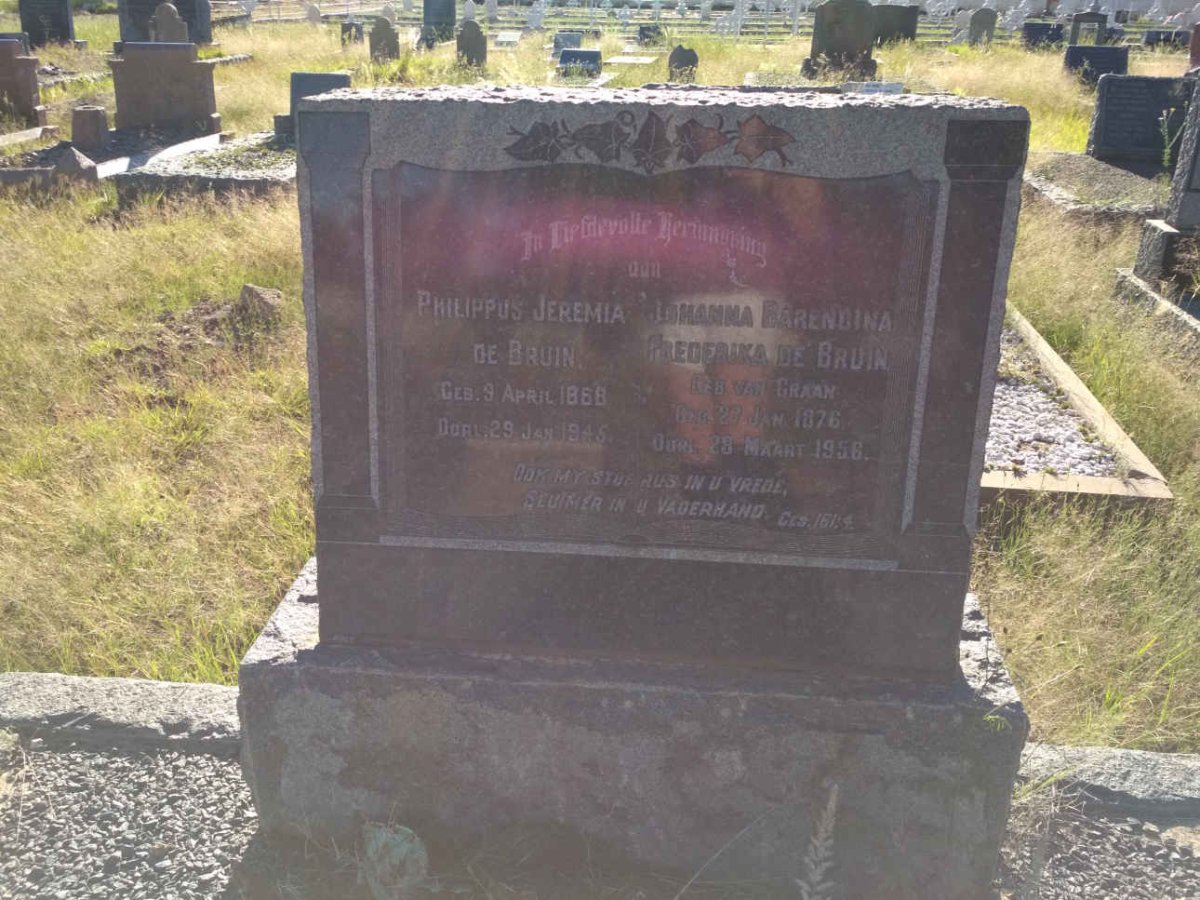BRUIN Philippus Jeremia, de 1868-1945 &amp; Johanna Barendina Frederika VAN GRAAN 1876-1956