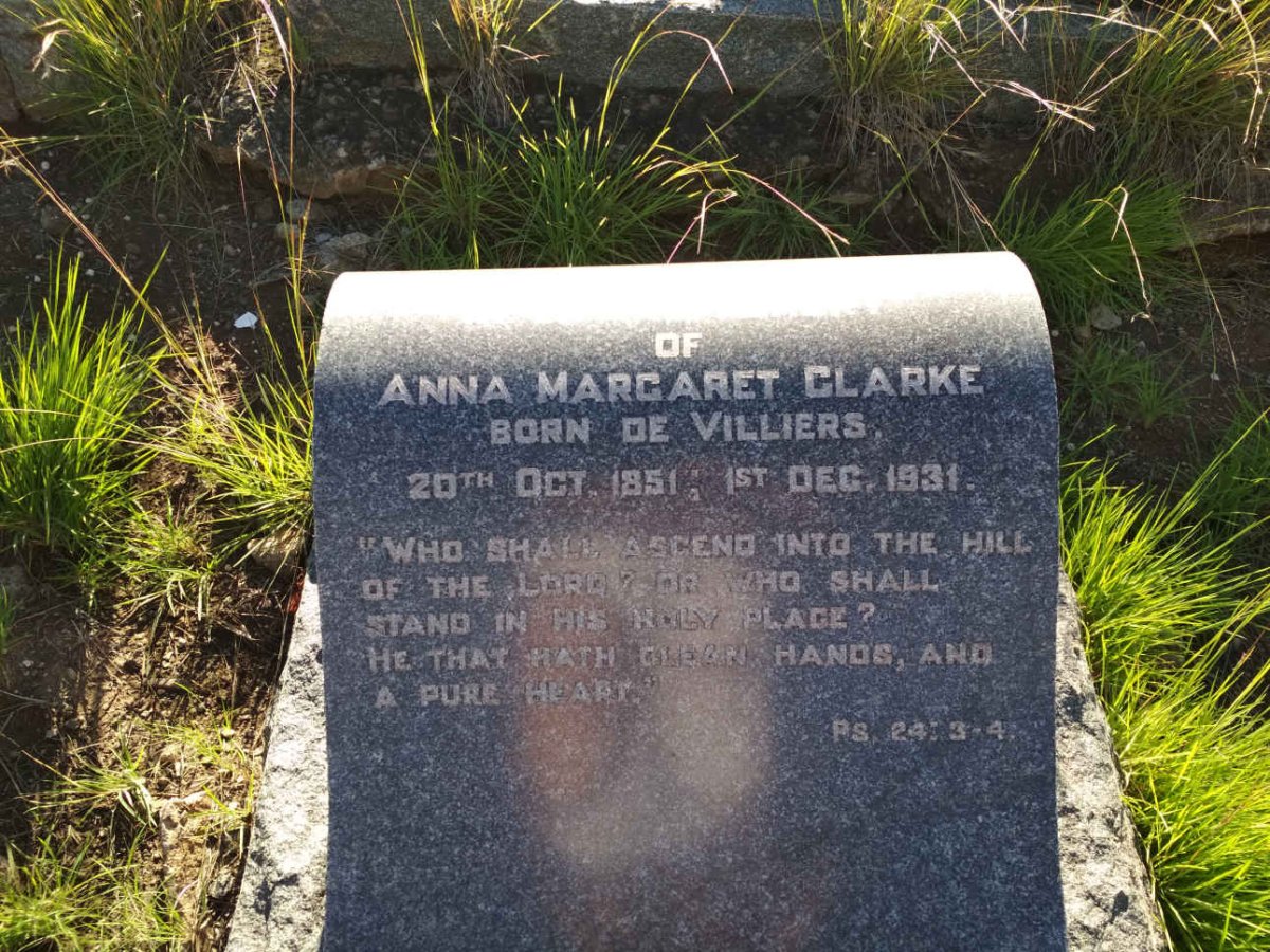CLARKE Anna Margaret nee DE VILLIERS 1851-1931