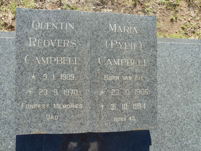 CAMPBELL Quentin Redvers 1909-1970 &amp; Maria VAN ZYL 1906-1994