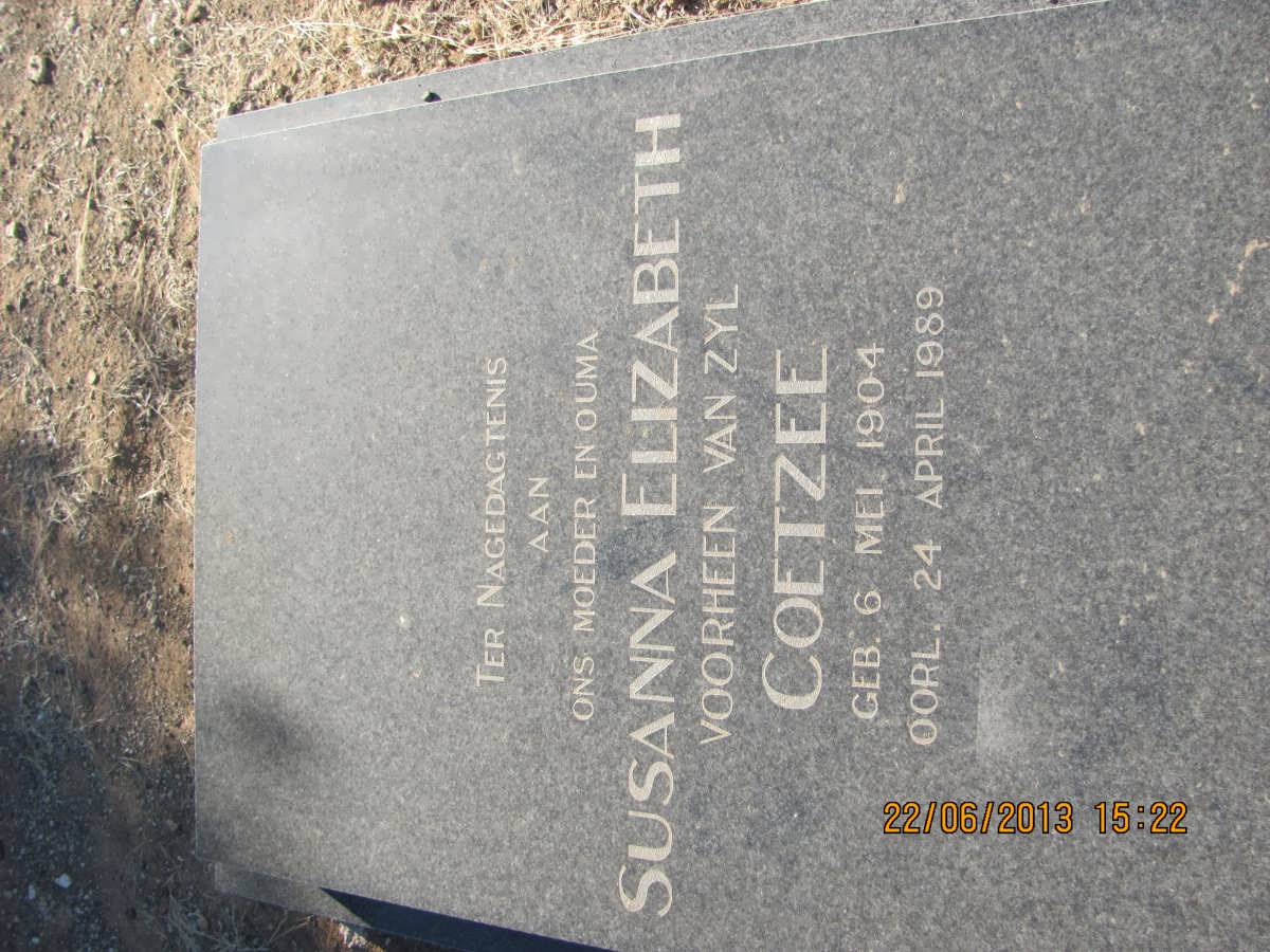 COETZEE Susanna Elizabeth nee VAN ZYL 1904-1989