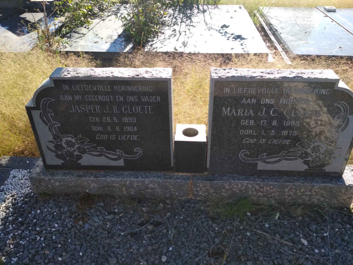 CLOETE Jasper J.H. 1890-1964 &amp; Maria J.C. 1899-1979