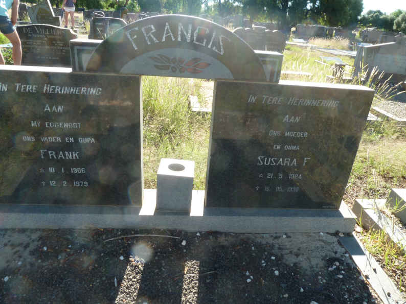 FRANCIS Frank 1906-1979 &amp; Susara F. 1924-1990
