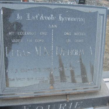 FOURIE Lukas M.N. 1914-1989 &amp; Debora A. HUGO 1913-