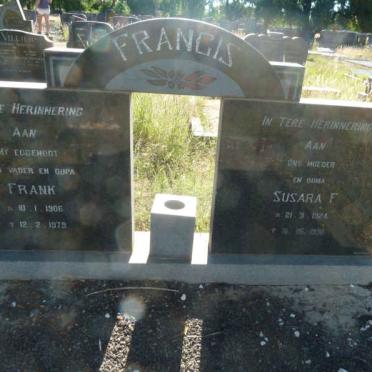 FRANCIS Frank 1906-1979 &amp; Susara F. 1924-1990
