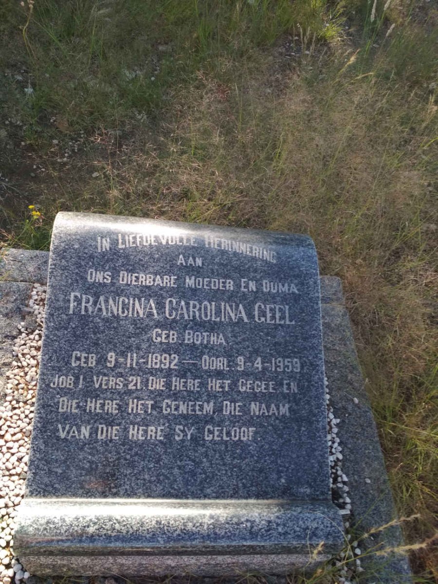 GEEL Francina Carolina nee BOTHA 1892-1959