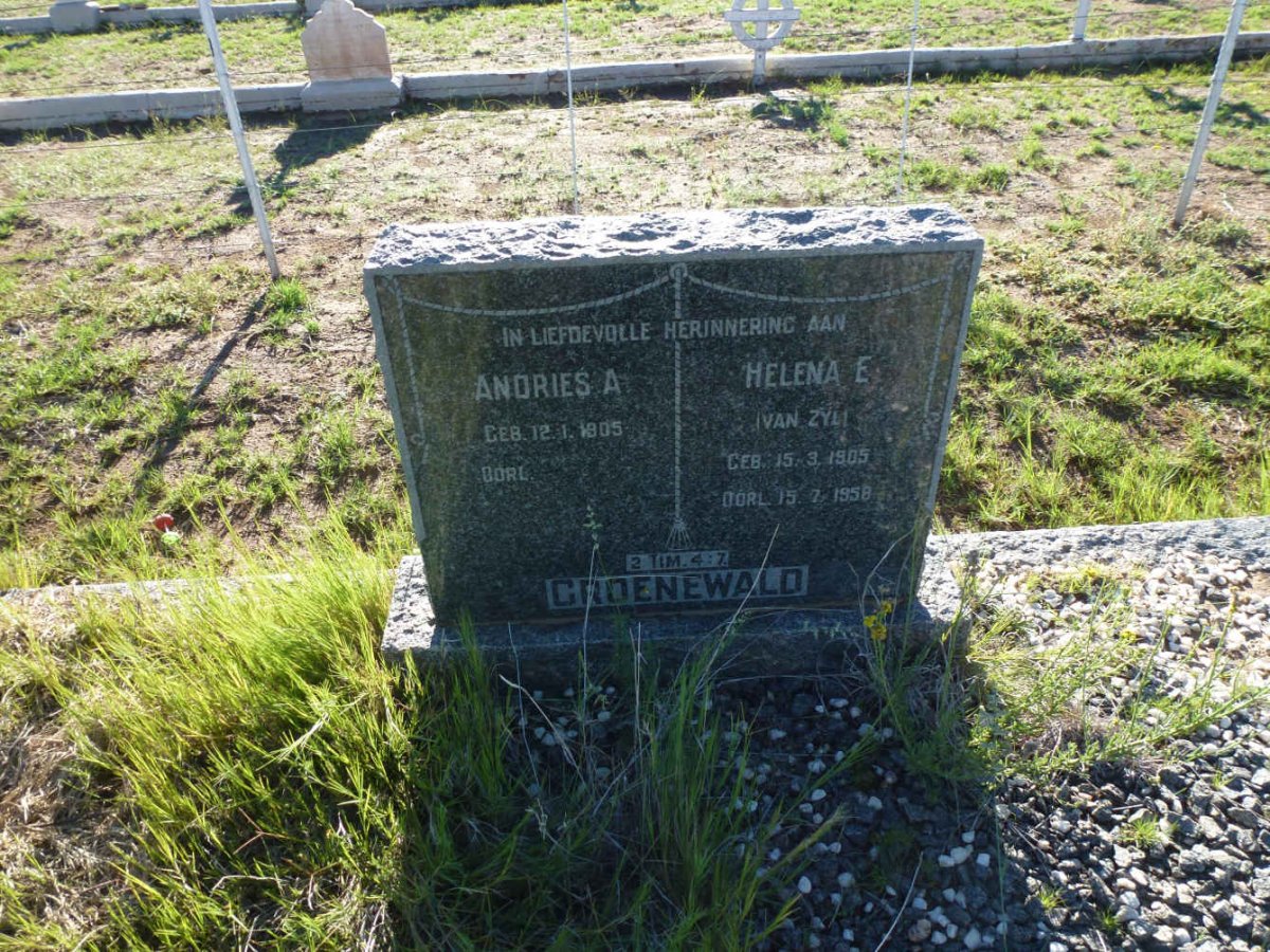 GROENEWALD Andries A. 1905- &amp; Helena E. VAN ZYL 1905-1958