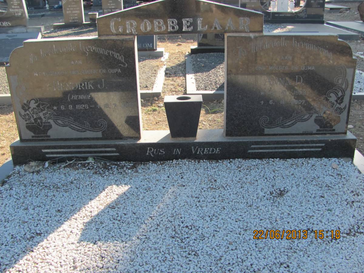 GROBBELAAR Hendrik J. 1928- &amp; Anna D. 1929-2007