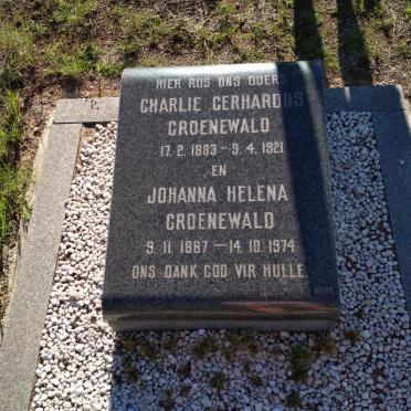 GROENEWALD Charlie Gerhardus 1883-1921 &amp; Johanna Helena 1887-1974 