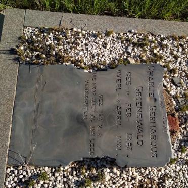 GROENEWALD Charlie Gerhardus 1883-1921 &amp; Johanna Helena 1887-1974