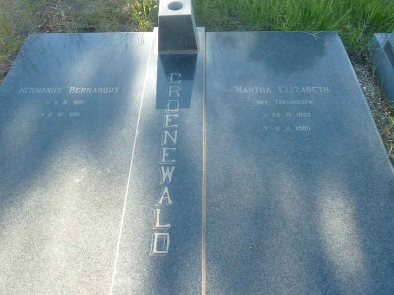 GROENEWALD Hermanus Bernardus 1891-1981 &amp; Martha Elizabeth THEUNISSEN 1893-1985