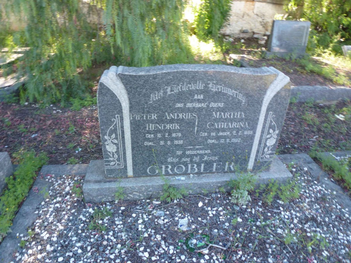 GROBLER Pieter Andries Hendrik 1879-1956 &amp; Martha Catharina DE JAGER 1885-1982