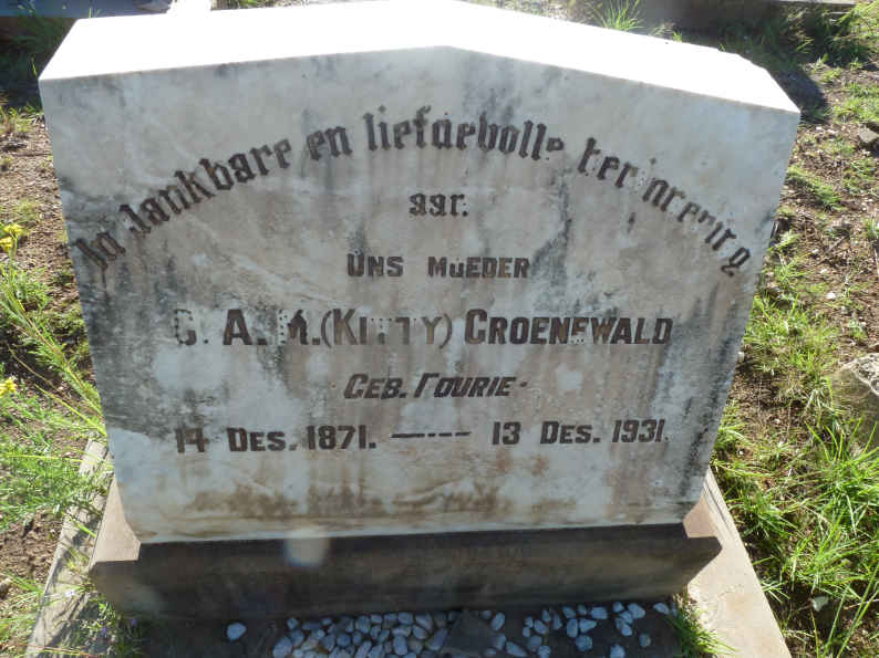 GROENEWALD C.A.M. nee FOURIE 1871-1931