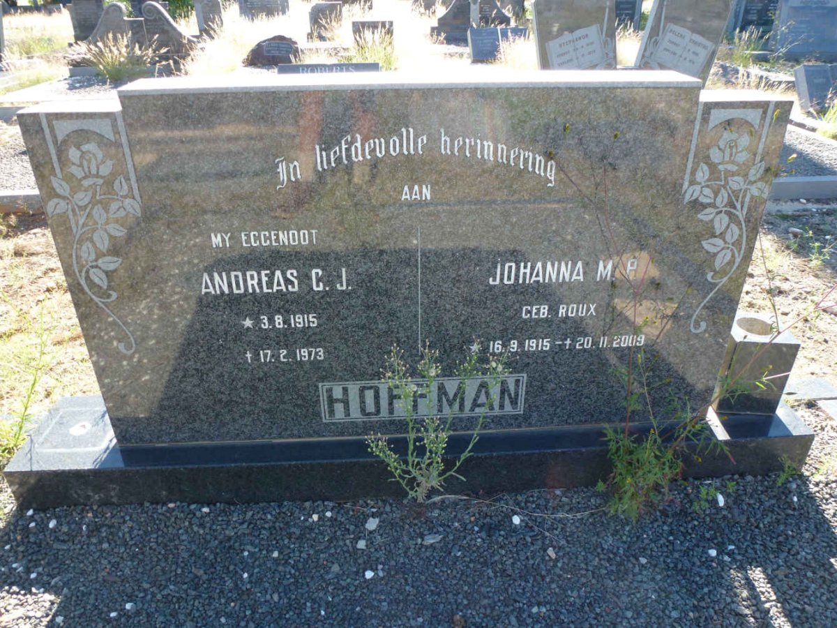 HOFFMAN Andreas C.J. 1915-1973 &amp; Johanna M.P. ROUX 1915-2009